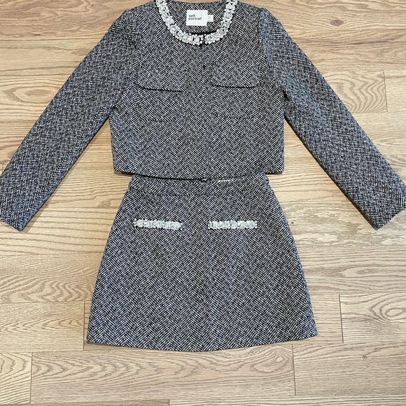 Self Portrait Herringbone Patterned Mini Skirt Black US2/UK6 - Picture 9 of 9